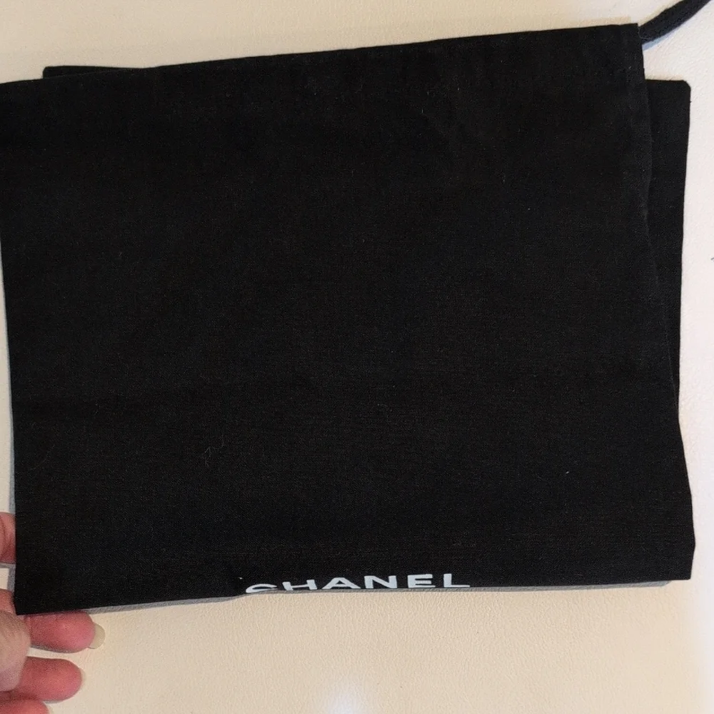 CHANEL Black and White Logo Dust Bag